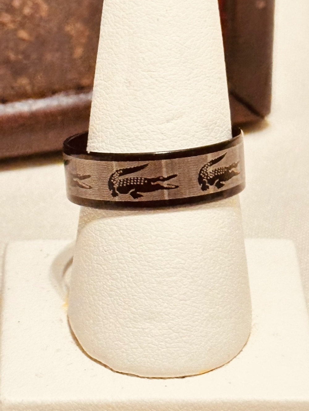 Stainless Steel Alligator Crocodile Black Silver Ring Size 10.5 NWT Unisex Men